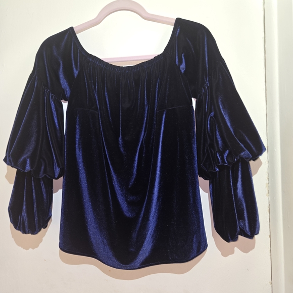 Petersyn Tops - Petersyn Midnight Blue Velvet- Womens Blouse Size M